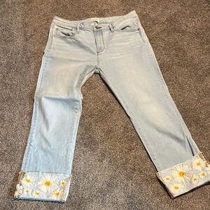 DRIFTWOOD Light Blue Jeans with Floral Embroidery